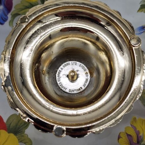 Vintage James Clarke & Sons Glass Stoke On Trent England Pedestal Serving Plate - Picture 4 of 5